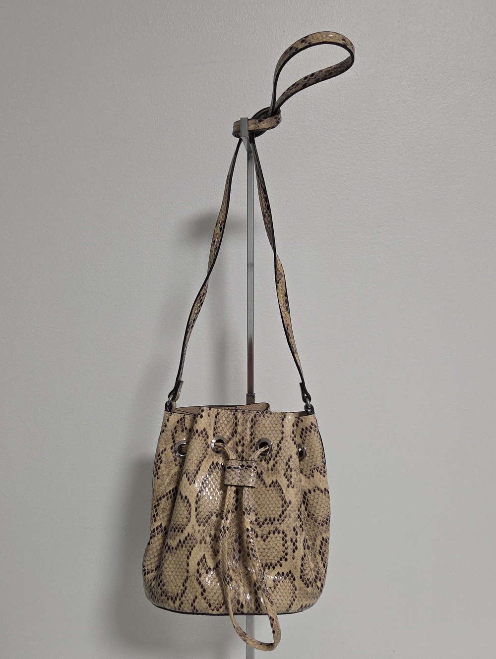 H&M Snake-Print Mini Drawstring Crossbody